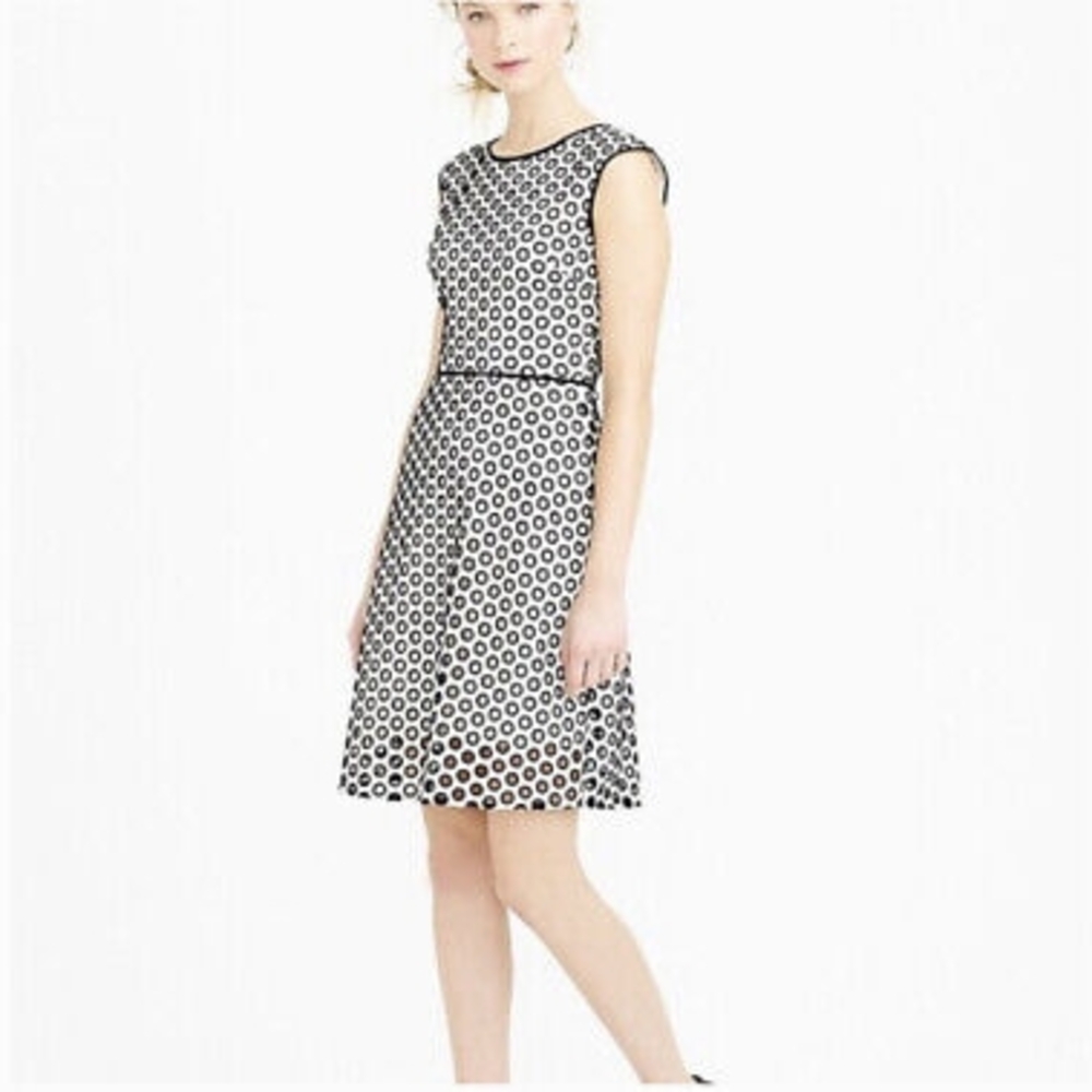 J. Crew Elegant Black and White Patterned Dress